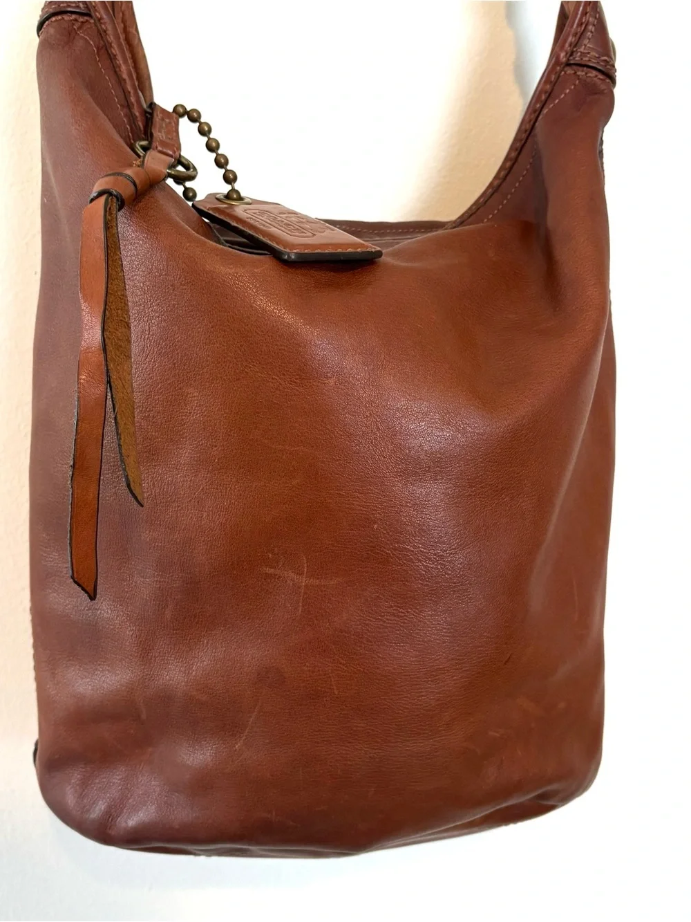Vintage Coach 2007 XL Bleecker duffle leather tattersall whipstitch bag